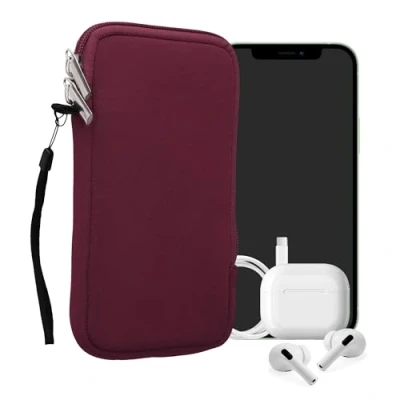Abbildung von kwmobile Handytasche für Smartphones XL 6,7/6,8&quot; Neopren Handy Hülle Brombeere Tasche 17,2 x 8,4 cm Innenmaße