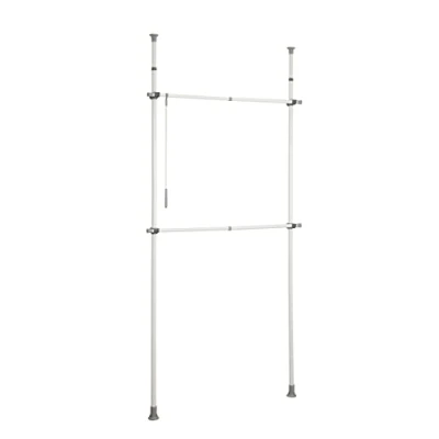 Abbildung von WENKO Teleskop System Herkules Basic, 2 Kleiderstangen, Verstellbares Ordnungssystem, Metall, 75 120 x 165 300 11 cm, Weiß