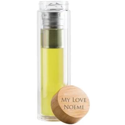 Abbildung von personaliserbare Glasflasche mit Teesieb Beauty &amp; Wellness