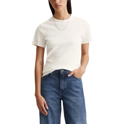 Abbildung von Marc O&#039;Polo Denim Shortsleeve Roundneck SLIM FIT Tshirt basic, Damen, Größe: Large, Scandinavian white