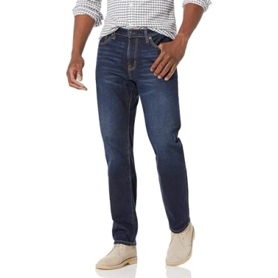 Abbildung von Amazon Essentials Herren Stretchjeans, Gerade Geschnitten, Indigo Waschung, 33W / 32L