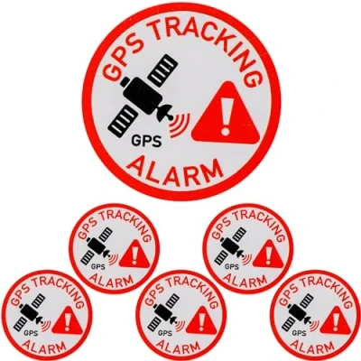 Abbildung von Aufkleber Set &quot;GPS TRACKING ALARM&quot;, 6 Stück, Ø 3 cm, selbstklebende Folie, außenklebend, Warnhinweis Sticker Innen und Außenbereich, Diebstahl Schutz Klebesticker, Hinweissticker alarmgesichert