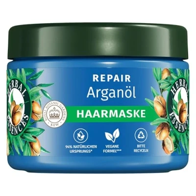 Abbildung von Herbal Essences Repair Haarmaske Mit Arganöl 300ml. Von geschädigtem zu Geschmeidigerem, Glänzenden Haar, Intensive Pflege, Inhaltsstoffen natürlichen Ursprungs, Vegan