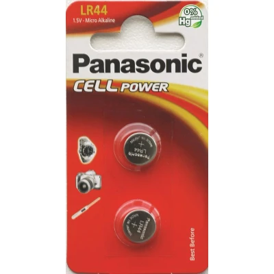 Abbildung von Packung mit 2 Panasonic Micro Alkaline LR44 1,5V Batterien
