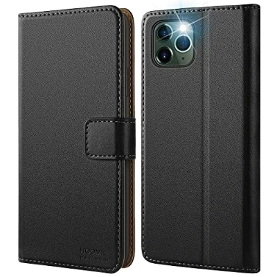 Abbildung von HOOMIL MagFlip Handyhülle für iPhone 11 Pro Hülle, [Erstklassige Verarbeitung] Premium Leder Klappbar Case Schutzhülle Kompatibel mit Tasche Schwarz