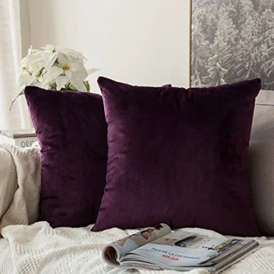 Abbildung von MIULEE 2er Set Samt Zierkissenbezug ohne Füllung Zierkissenhülle Dekorative Kissenbezug Dekokissen Kissenhülle mit Verstecktem Reißverschluss Aubergine Lila 20x20 Zoll 50 x cm