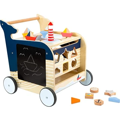 Abbildung von Small Foot Lauflernwagen Wal aus Holz für erste Gehversuche, multifunktional, Kinder ab 1 Jahr, 11608