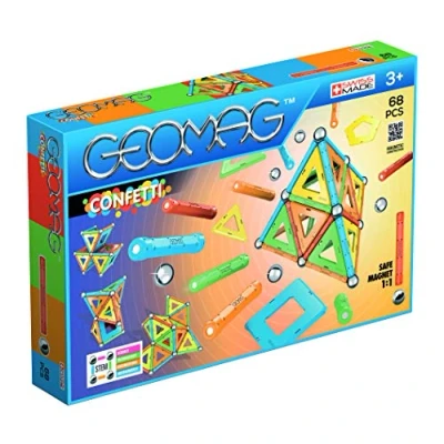 Abbildung von GEOMAG CLASSIC CONFETTI 68 Teile Magnetische Baustein für Kinder ab 3 Jahren Hergestellt in der Schweiz Magnetisches Konstruktionsspielzeug mit 24 Stäben, 20 Kugeln, Fliesen STEM