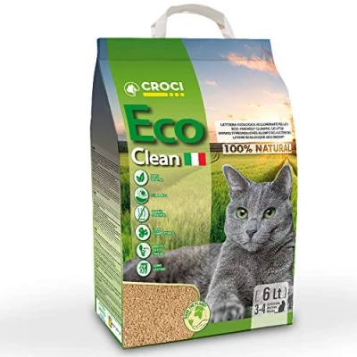 Abbildung von Croci Eco Clean Litter 6 L klumpende Katzenstreu, biologisch abbaubar, spült in der Toilette, 100 % pflanzlich, langlebiger geruchshemmender Sand