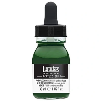 Abbildung von Liquitex 4260319 flüssige Professional Acrylfarben Ink, Tusche, 30 ml, hochpigmentierte Airbrushfarbe, phthalozyaningrün gelbton
