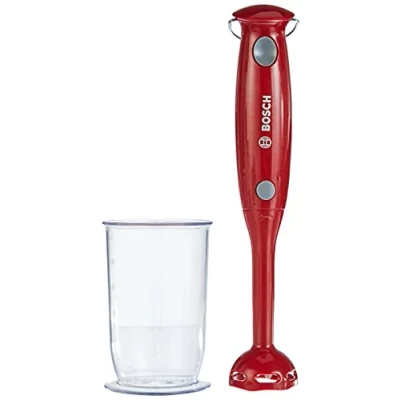 Abbildung von Theo Klein 9566 Bosch Stabmixer, rot I Kindersichere Nachbildung mit rotierenden Klingen Attrappen und Messbecher Maße: 4 cm x 25 Spielzeug für Kinder ab 3 Jahren