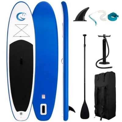 Abbildung von FunWater 10&#039;6&quot; &amp; 11&#039;6&quot; Stand Up Paddle Board Multifunktionale Paddelboards mit Flossen, Knochleine, Sup Pump, Paddel, Rucksack, Für Aller Könnensstufen (11&#039; BLAU Weiss Klassiker)