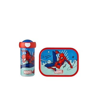 Abbildung von Mepal Lunch Set Campus für Kinder mit Verschlussbecher &amp; Box die Schule oder Unterwegs Spülmaschinenfest BPA frei 300 ml + 750 Spiderman