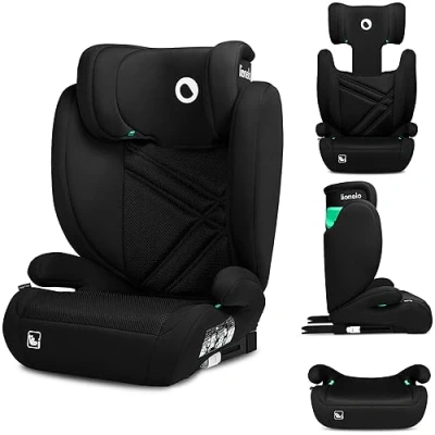 Abbildung von LIONELO HUGO I SIZE Kinderautositz, Gruppe 2 3, von 100150 cm, ISOFIX Installation, verstellbare Kopfstütze, Memory Schaum, Seitenschutz, bequeme Armlehnen