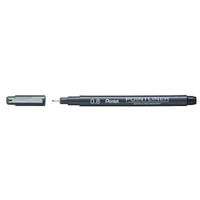 Abbildung von Pentel Pointliner S20P 8A, Fineliner, schwarz, wasserfest und lichtecht, 0,8 mm, 1 stück (1er Pack)