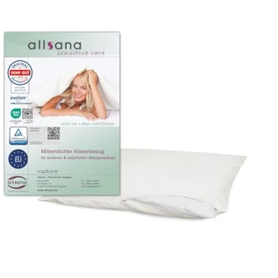 Abbildung von allsana Allergiker Kissenbezug 50x70 cm Allergie Bettwäsche Anti Milben Encasing Milbenschutz für Hausstauballergiker allergendichter Zwischenbezug das Kopfkissen TÜV geprüft