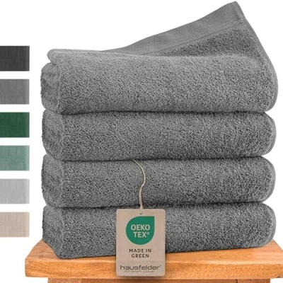 Abbildung von Hausfelder Handtücher 50x100 cm Premium 500g/m² Handtuch 4er Set 100% Baumwolle, Ökotex Zertifiziert (50x100cm Grau)