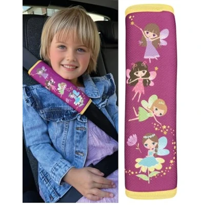 Abbildung von HECKBO 1x Kinder Auto Gurtpolster Gurtschutz mit Fee Feen Motiv Mädchen Sicherheitsgurt Polster für und Babys Ideal jeden Gurt Autositzerhöhungen Fahrradanhänger Fahrrad