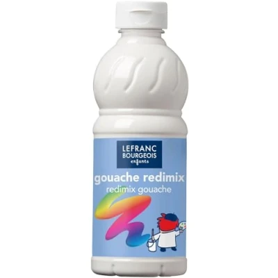 Abbildung von Lefranc Bourgeois 188018 flüssige Tempera Redimix Farbe, leuchtende Gouachefarbe auf Wasserbasis, hohe Deckkraft, hervorragenden Maleigenschaften, gebrauchsfertig, 500ml Flasche Weiß