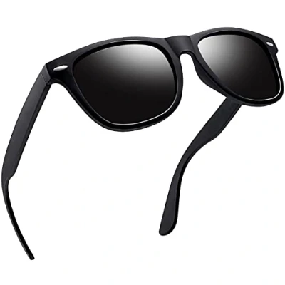 Abbildung von Joopin Rechteckige Sonnenbrille Herren Schwarz Retro Polarisiert Sport und Vintage Klassische Damen UV400 Unisex (Voll Schwarz)