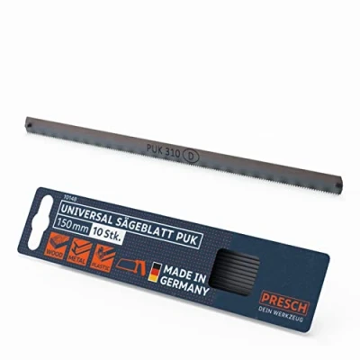 Abbildung von Presch Universalsägeblatt PUK 150mm 10 Stk. Original Sägeblätter Set für Handsägen Universal Sägeblatt Holz, Metall und Kunststoffe Puksägeblätter