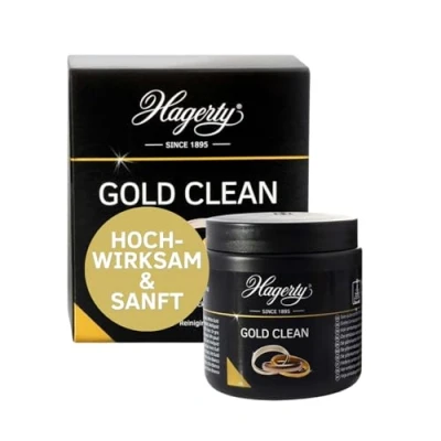Abbildung von Hagerty Gold Clean Goldbad 170 ml I Effektives Schmuck Tauchbad zur Reinigung von Gelbgold Weißgold Rosegold Rotgold Goldschmuck Reiniger für erneuerten Glanz Schmuckreinigungsbad mit Tauchkorb