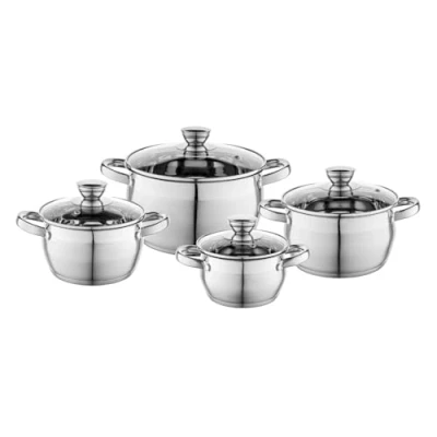 Abbildung von FLORINA Kochtopf Set OLIVER I 8 teiliges Topfset aus Hochwertigem Edelstahl Induktion Töpfe mit Glasdeckel Kochtöpfe für Induktionsherd, Gasherd und Elektroherd, Groß