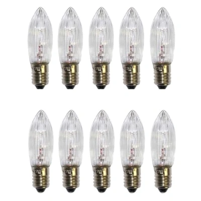 Abbildung von ShuoHui E10 Ersatzbirne Glühbirnen Lichter bogen 34V AC 3W Riffelkerze Spitzkerze Warmweiß (10)