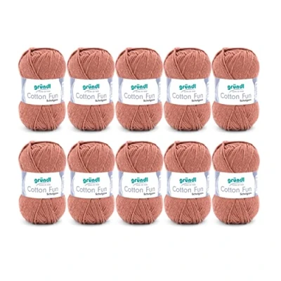 Abbildung von Gründl Cotton Fun Strickgarn/ Häkelgarn (weiches Garn aus 100% Baumwolle , OEKO TEX zertifiziert, 50 g/115 m, Nadelstärke: 3 4, 10 Knäuel á g), Nougat