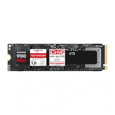 Abbildung von Samsung 9100 PRO NVMe M.2 SSD, 4 TB, PCIe 5.0, 14.800 MB/s Lesen, 13.400 Schreiben, Interne SSD für Gaming, Videobearbeitung und AI, Schwarz, MZ VAP4T0BW