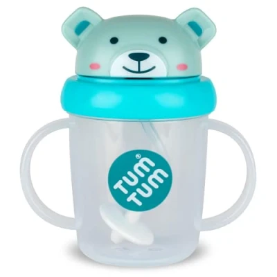 Abbildung von TUM Tippy Up Schnabeltasse mit freiem Durchfluss (ohne Ventil), für Kleinkinder, 200 ml, BPA frei (Boris Bear S3)