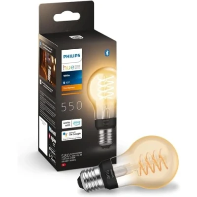 Abbildung von Philips Hue White E27 Filament A60 550lm, warmweißes Licht, dimmbar, steuerbar via App, kompatibel mit Amazon Alexa (Echo, Echo Dot)