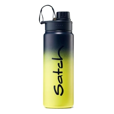 Abbildung von satch Trinkflasche aus Edelstahl BPA frei 0,5l, Auslaufsicher und Kohlensäure geeignet, für Heiße Kalte Getränke Blue Graffiti Gelb