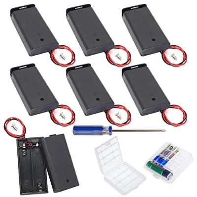 Abbildung von GTIWUNG 9PCS Batteriehalter Gehäuse Kunststoff Akku Aufbewahrungsbox, für AA Batterie 3V, 2 X Mignon, Geschlossenes mit EIN Aus Schalter, Boxen Aufbewahrungsbox