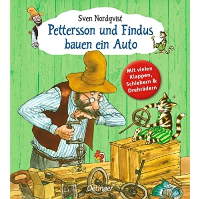 Abbildung von Pettersson und Findus bauen ein Auto: Pappbilderbuch ab 2 Jahren mit vielen Klappen, Schiebern &amp; Drehrädern
