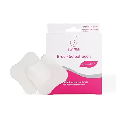 Abbildung von ELANEE Brust Gelauflagen für stillende Mütter Abdeckung und Schutz wunder Brustwarzen, angenehm kühl, durchsichtig, 7 x cm, 6 Paar (221 00)