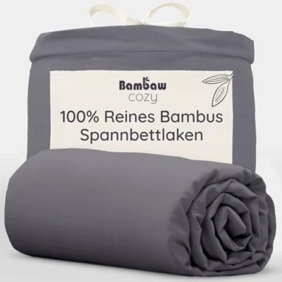 Abbildung von Topper Spannbettlaken in Schwarz Bettlaken 160x200 cm Bettwäsche Bambus Kühlendes Laken Allergiker Besser Schlafen Bambaw