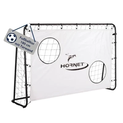 Abbildung von HUDORA Fußballtor Hornet 180 mit Torwand Outdoor für Kinder &amp; Erwachsene Tor abnehmbarem Netz zwei verstärkten Schusslöchern wetterfestes Training Freizeit