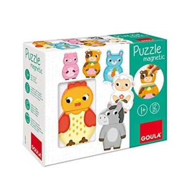 Abbildung von Goula 455245 Magnetisches Holzpuzzle Bauernhoftiere, Magnetpuzzle, Holzspielzeug, ab 12 Monaten