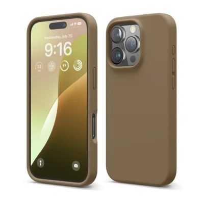 Abbildung von elago Premium Liquid Silikon Hülle Kompatibel mit iPhone 16 Pro Hülle, Ganzkörper Handyhülle, Stoßfest, Schlanke Kratzfester weicher Mikrofaser Innenfutter, 6.3 Zoll (Braun)