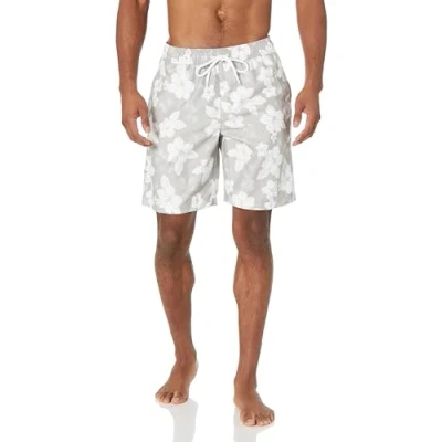 Abbildung von Amazon Essentials Herren Badehose, Schnell Trocknend, 23 cm, Grau Hibiskusblume, XL