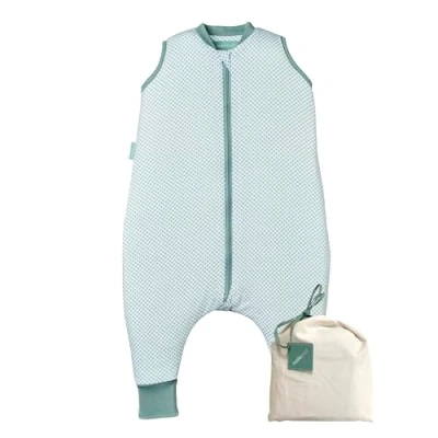 Abbildung von molis&amp;co Baby Schlafsack mit Füßen Ideal für Frühling und Herbst Babyschlafsack 1 tog Leicht gepolstert 100% Baumwolle (Oeko TEX 100), Premium Qualität Vichy Green (60 cm)