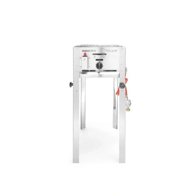 Abbildung von HENDI Gas Grill Mini 34 x 54 84 cm inkl. Rost &amp; Bratpfanne 0,215 m3/h elektronische Zündung , Gastro Edelstahl Propan