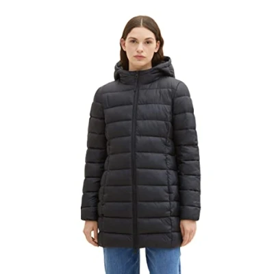 Abbildung von TOM TAILOR Denim Damen 1038551 Lightweight Steppmantel mit Kapuze, 14482 deep Black, M