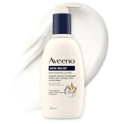 Abbildung von Aveeno® Skin Relief Feuchtigkeitsspendende Bodylotion Körperlotion mit beruhigendem 3 fachem Haferkomplex für sehr trockene, empfindliche Haut