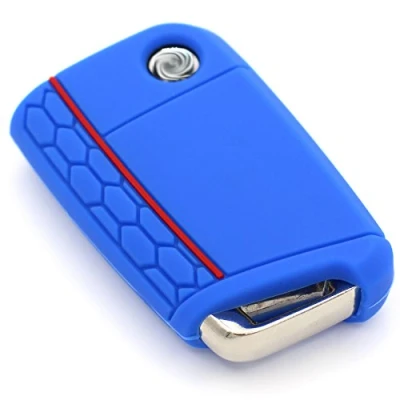 Abbildung von Schlüssel Hülle VB für 3 Tasten Auto Silikon Cover Schlüsselhülle Etui Schutzhülle (Blau)