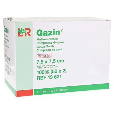 Abbildung von Gazin, 7,5 cm x steril 8fach 50x2 300g, Weiss, 100 stück