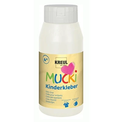 Abbildung von KREUL 24383 Mucki Kinderkleber, 750 ml Flasche, wasserlöslich, lösemittelfrei, PVC frei, geruchlos, universell einsetzbar, parabenfrei, glutenfrei, laktosefrei, vegan, auswaschbar, glasklar
