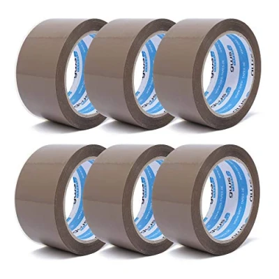 Abbildung von gws Paketklebeband 6 Rollen braun Geräuscharmes Universalklebeband zum Verpacken von Paketen Hohe Klebekraft Profi Qualität 66 m Länge 50 mm Breite