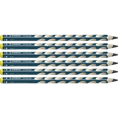 Abbildung von Ergonomischer Dreikant Bleistift für Linkshänder STABILO EASYgraph in petrol 6er Pack Härtegrad HB